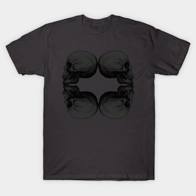 Skull Profile X4 BLACK T-Shirt by skyskull